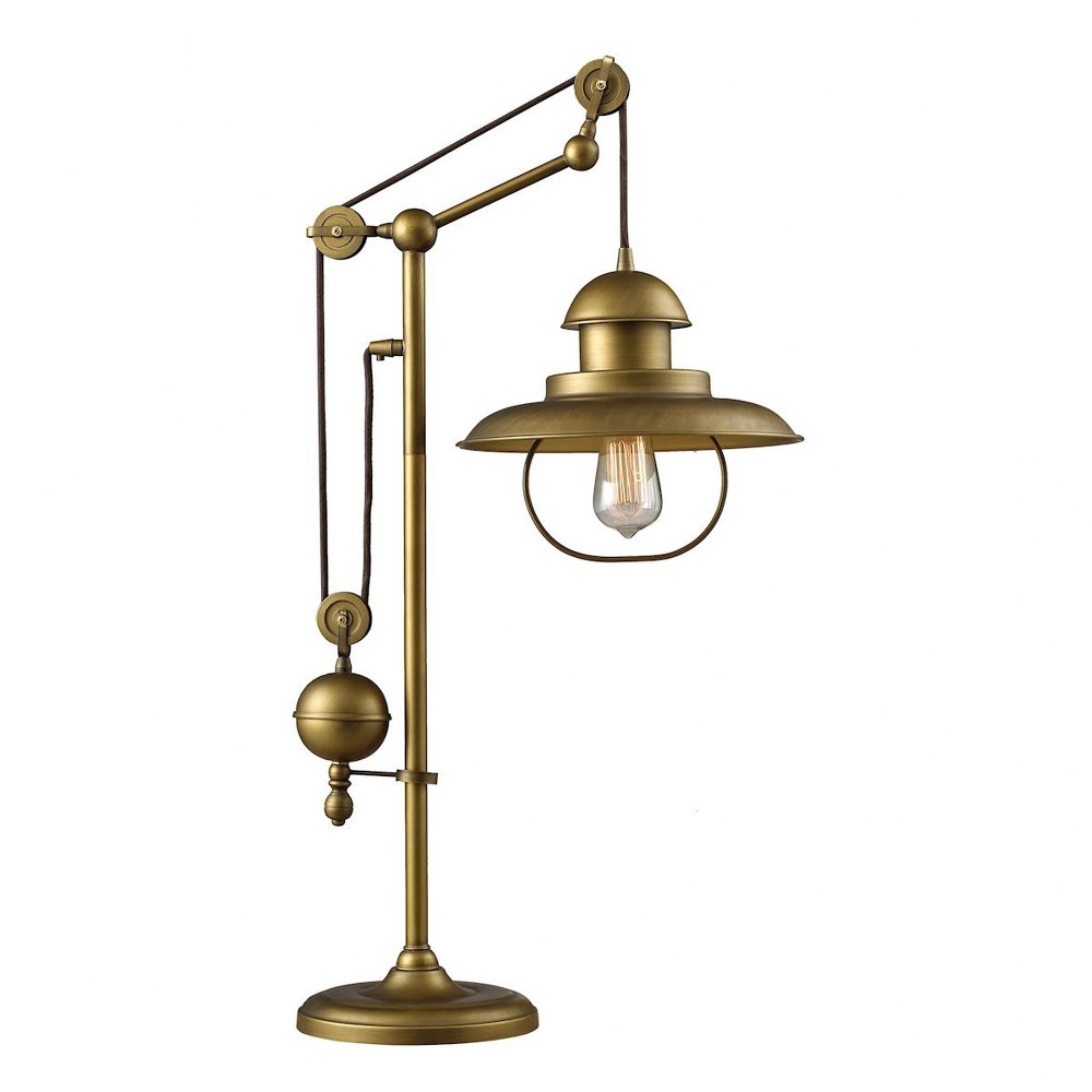 Elk Lighting-65100-1-Farmhouse - 1 Light Adjustable Table Lamp in Transitional Style with Vintage Charm and Modern Farmhouse inspirations - 32 by 12 inches wide   Antique Brass Finish with Antique Bra