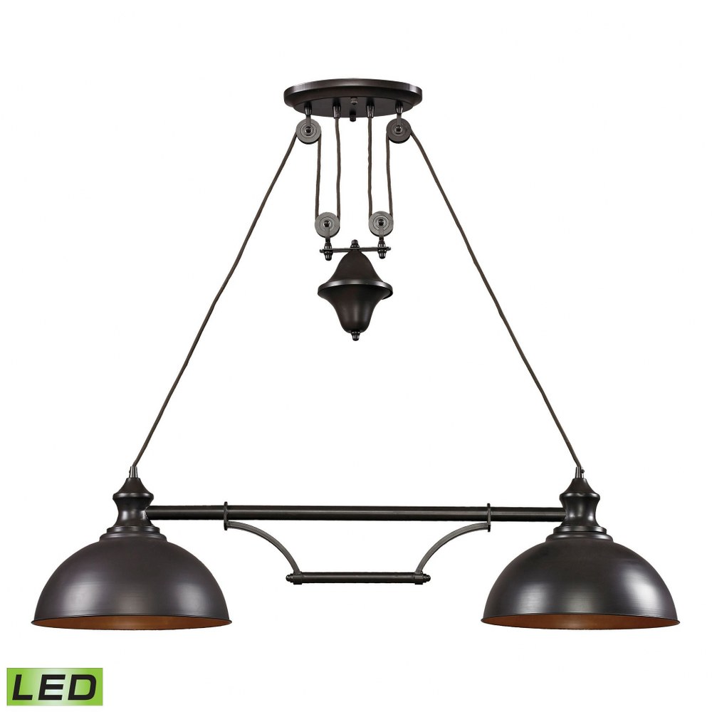 Elk Lighting-65150-2-LED-Farmhouse - 19W 2 LED Island in Transitional Style with Vintage Charm and Modern Farmhouse inspirations - 11 Inches tall and 13 inches wide LED  Oiled Bronze Finish with Metal