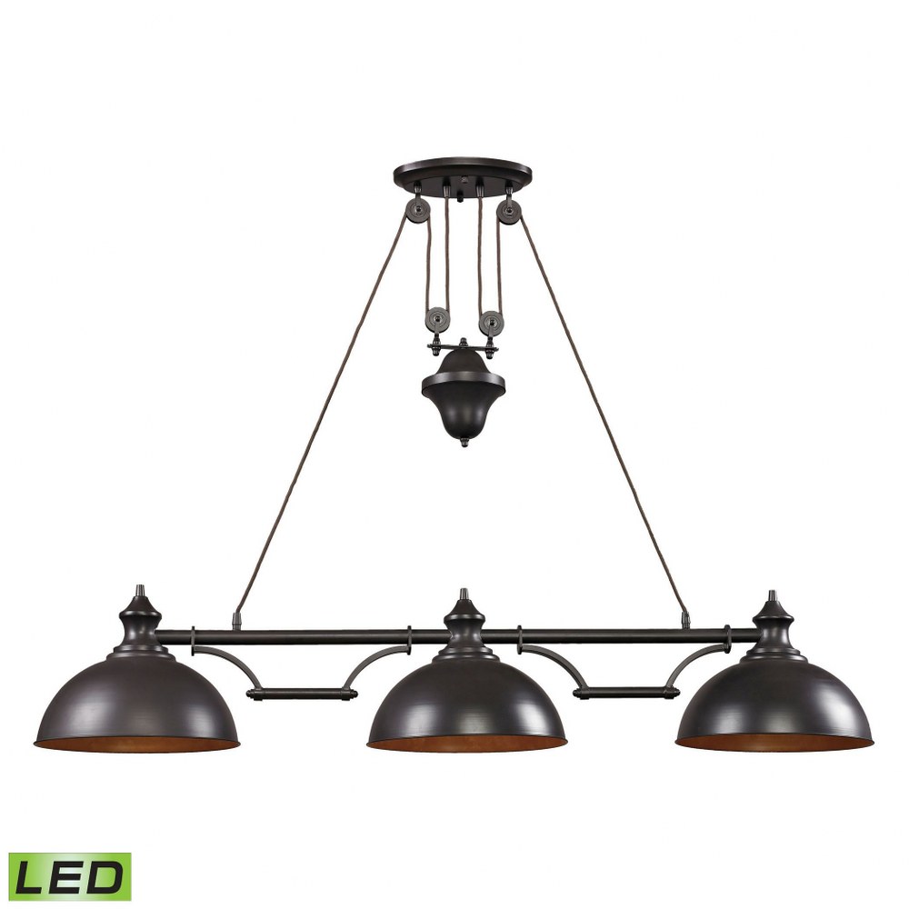 Elk Lighting-65151-3-LED-Farmhouse - 28.5W 3 LED Island in Transitional Style with Vintage Charm and Modern Farmhouse inspirations - 11 Inches tall and 13 inches wide LED  Oiled Bronze Finish with Met