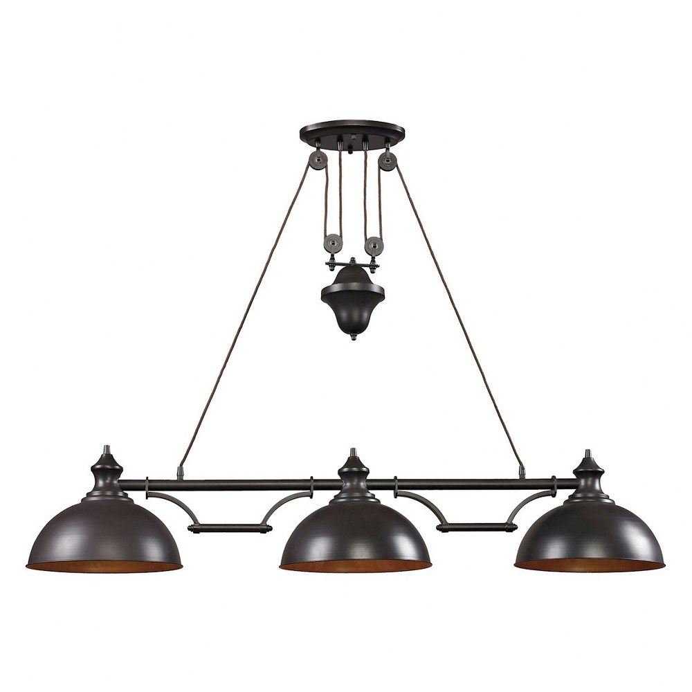 Elk Lighting-65151-3-Farmhouse - 28.5W 3 LED Island in Transitional Style with Vintage Charm and Modern Farmhouse inspirations - 11 Inches tall and 13 inches wide Incandescent  Oiled Bronze Finish wit