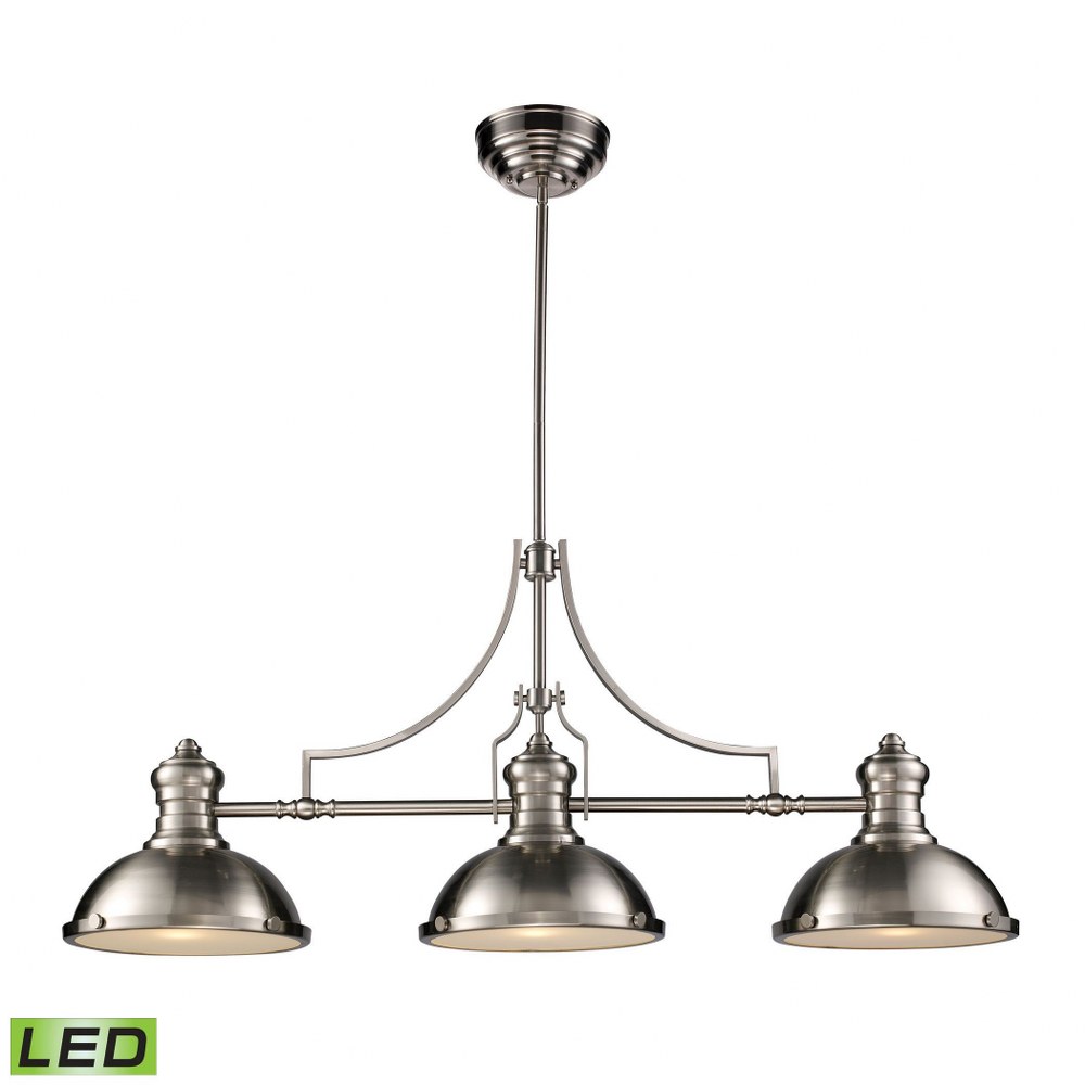 Elk Lighting-66125-3-LED-Chadwick - 1 Light Island in Transitional Style with Urban/Industrial and Modern Farmhouse inspirations - 21 Inches tall and 47 inches wide Satin Nickel Nickel Antique Copper 