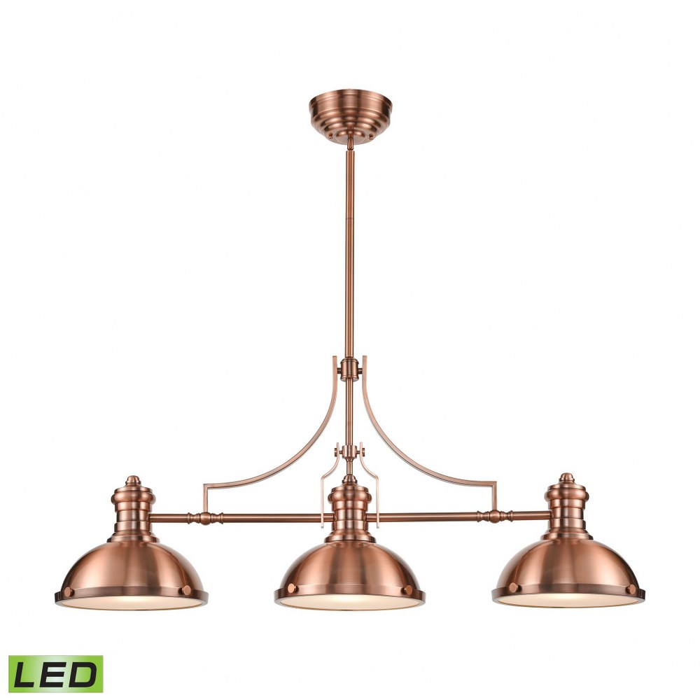 Elk Lighting-66145-3-LED-Chadwick - 1 Light Island in Transitional Style with Urban/Industrial and Modern Farmhouse inspirations - 21 Inches tall and 47 inches wide Antique Copper Copper Antique Coppe