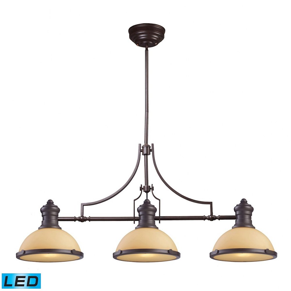 Elk Lighting-66235-3-LED-Chadwick - 1 Light Island in Transitional Style with Urban/Industrial and Modern Farmhouse inspirations - 21 Inches tall and 47 inches wide Oiled Bronze Off White Antique Copp