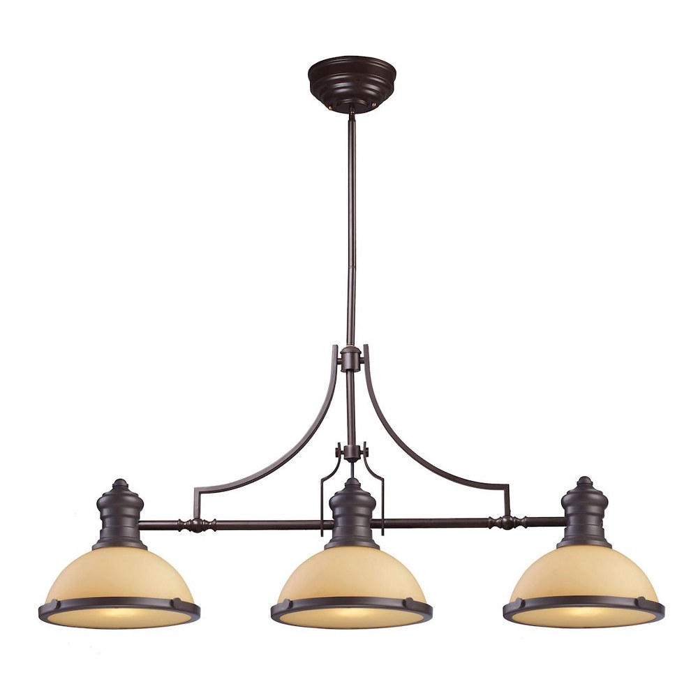 Elk Lighting-66235-3-Chadwick - 1 Light Island in Transitional Style with Urban/Industrial and Modern Farmhouse inspirations - 21 Inches tall and 47 inches wide Oiled Bronze Off White Antique Copper F