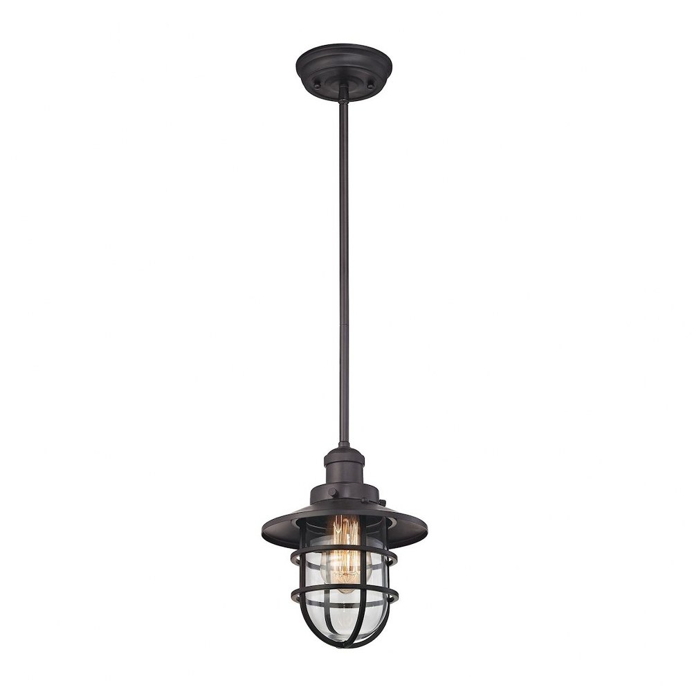 Elk Lighting-66364/1-Seaport - 1 Light Mini Pendant in Transitional Style with Urban/Industrial and Modern Farmhouse inspirations - 11 Inches tall and 8 inches wide Oil Rubbed Bronze  Oil Rubbed Bronz