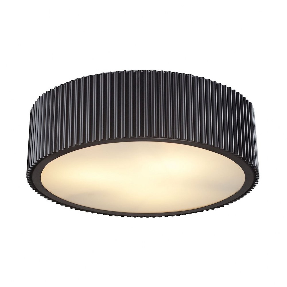 Elk Lighting-66419/3-Brendon - 3 Light Flush Mount in Modern/Contemporary Style with Urban/Industrial and Modern Farmhouse inspirations - 5 Inches tall and 17 inches wide   Oil Rubbed Bronze Finish wi