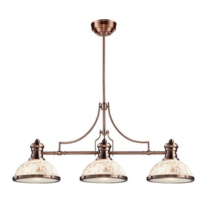 Elk Lighting-66445-3-Chadwick - Three Light Island With Frosted Glass Diffuser CPS: Cappa Shell A19 Medium BaseAntique Copper Finish