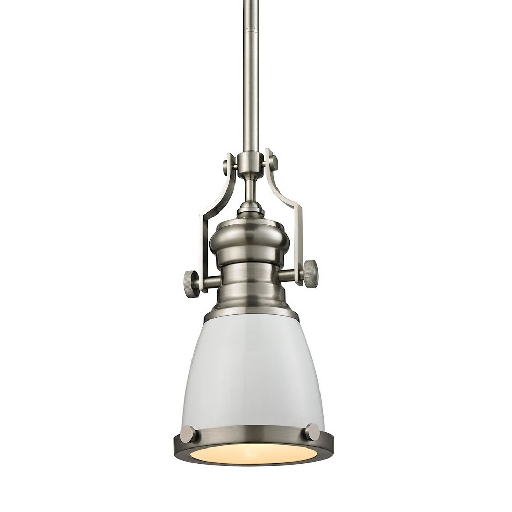 Elk Lighting-66524-1-Chadwick - 1 Light Mini Pendant in Transitional Style with Urban/Industrial and Country/Cottage inspirations - 14 Inches tall and 8 inches wide Satin Nickel  Chadwick - 1 Light Mi