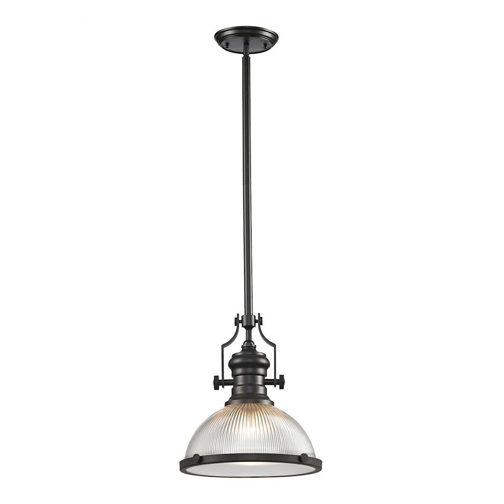 Elk Lighting-66533-1-Chadwick - 1 Light Pendant in Transitional Style with Modern Farmhouse and Urban/Industrial inspirations - 14 Inches tall and 13 inches wide Oil Rubbed Bronze Clear Glass Oiled Br