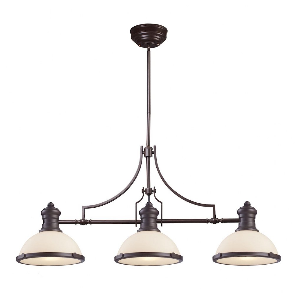 Elk Lighting-66635-3-Chadwick - 1 Light Island in Transitional Style with Urban/Industrial and Modern Farmhouse inspirations - 21 Inches tall and 47 inches wide Oiled Bronze White Antique Copper Finis