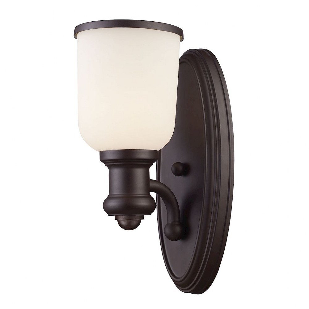 Elk Lighting-66670-1-Brooksdale - 1 Light Wall Sconce in Transitional Style with Urban/Industrial and Modern Farmhouse inspirations - 13 Inches tall and 5 inches wide   Oiled Bronze Finish with White 