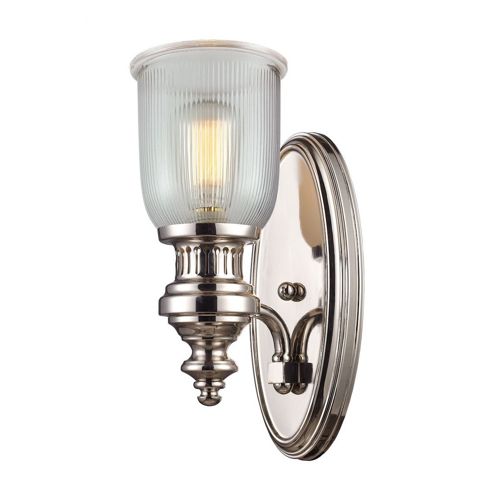 Elk Lighting-66780-1-Chadwick - 1 Light Wall Sconce in Transitional Style with Urban/Industrial and Modern Farmhouse inspirations - 13 Inches tall and 5 inches wide Polished Nickel Incandescent Oiled 