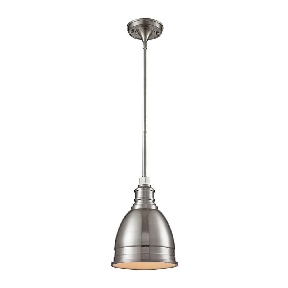 Elk Lighting-66850/1-Carolton - 1 Light Mini Pendant in Transitional Style with Urban/Industrial and Modern Farmhouse inspirations - 12 Inches tall and 8 inches wide Brushed Nickel  Polished Nickel/We