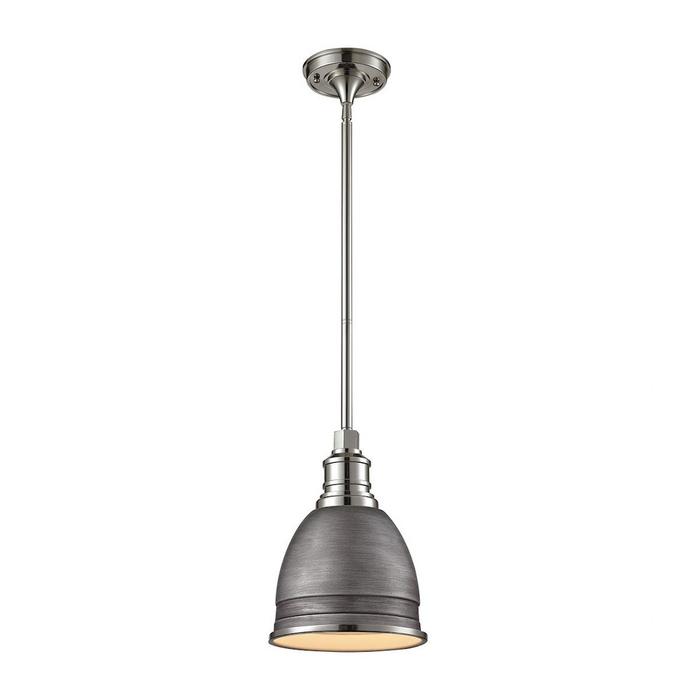 Elk Lighting-66880/1-Carolton - 1 Light Mini Pendant in Transitional Style with Urban/Industrial and Modern Farmhouse inspirations - 12 Inches tall and 8 inches wide Zinc  Polished Nickel/Weathered Zi