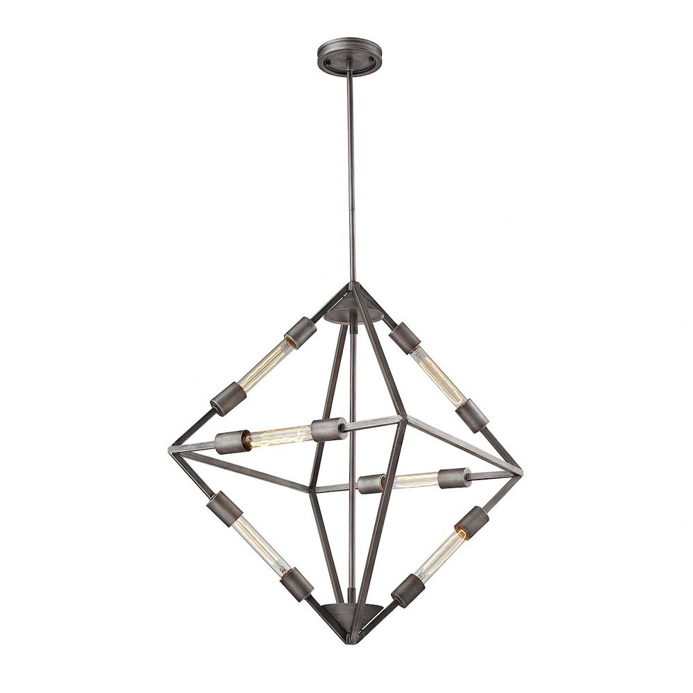 Elk Lighting-66894/6B-Laboratory - 6 Light Chandelier in Modern/Contemporary Style with Urban and Modern Farmhouse inspirations - 28 Inches tall and 20 inches wide   Weathered Zinc Finish