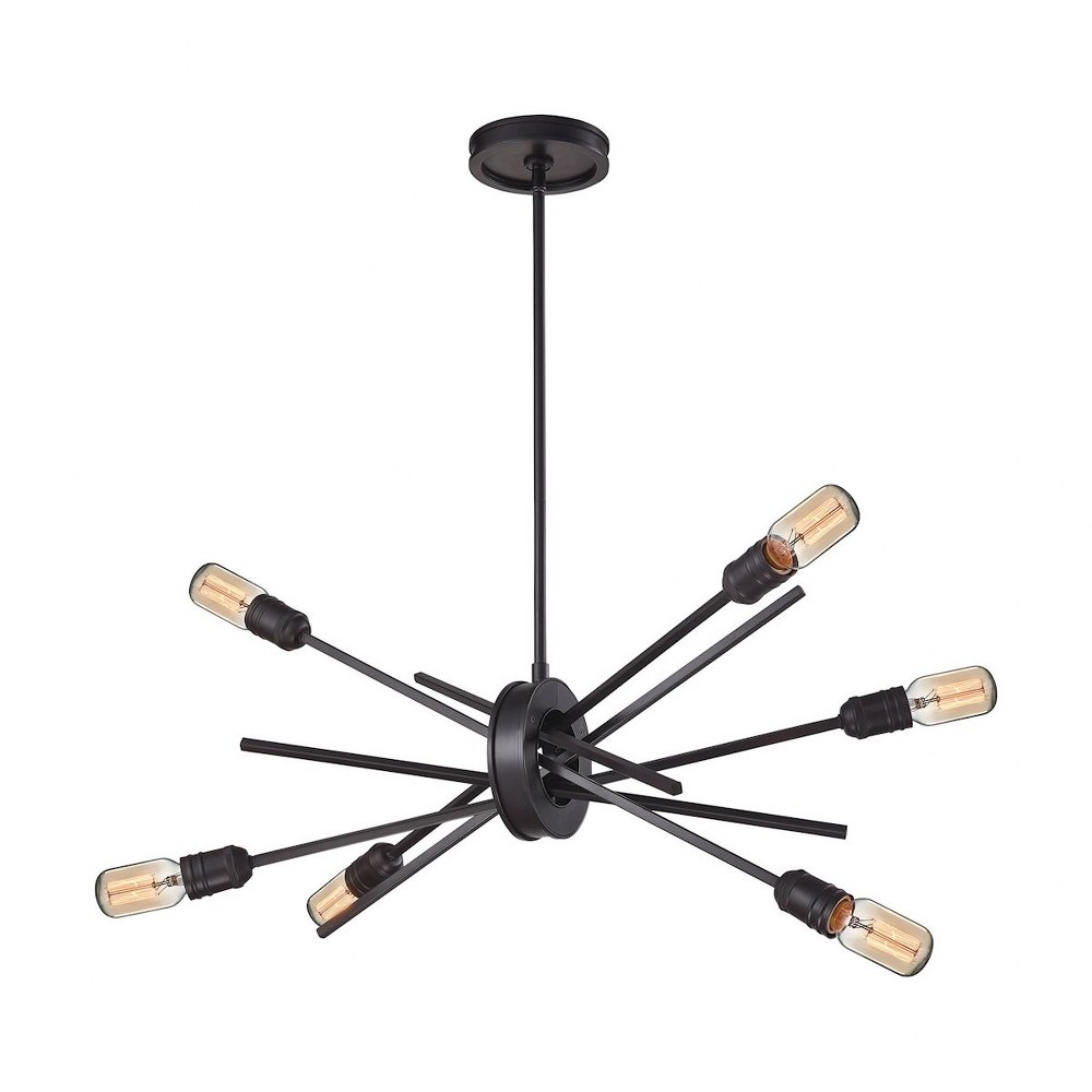 Elk Lighting-66913/6-Xenia - 6 Light Chandelier in Modern/Contemporary Style with Mid-Century and Retro inspirations - 15 Inches tall and 18 inches wide   Oil Rubbed Bronze Finish