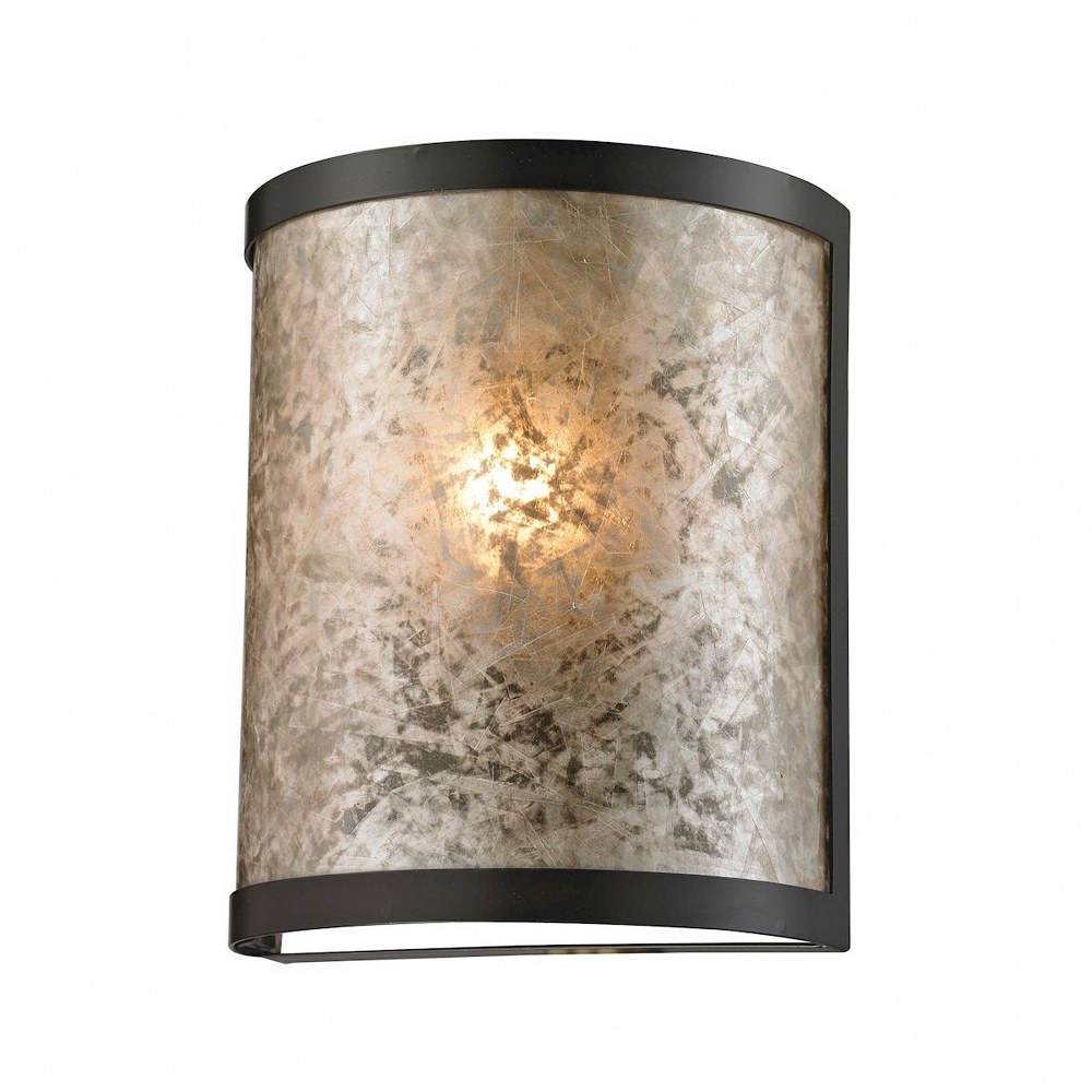 Elk Lighting-66950/1-Mica - 1 Light Wall Sconce in Modern/Contemporary Style with Scandinavian and Southwestern inspirations - 9 Inches tall and 7 inches wide   Oil Rubbed Bronze Finish with Mica Shad