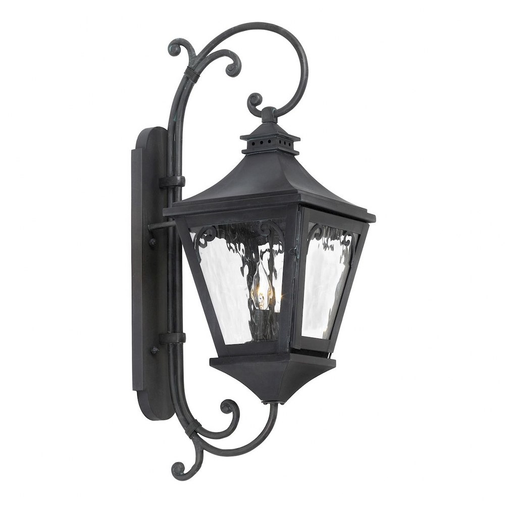 Elk Lighting-6711-C-Manor - 2 Light Outdoor Wall Lantern in Traditional Style with Victorian and French Country inspirations - 26 Inches tall and 10 inches wide   Charcoal Finish with Clear Water Glas