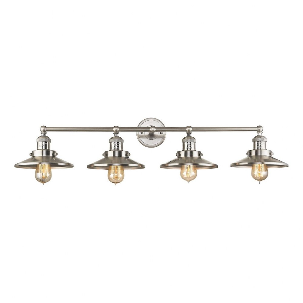 Elk Lighting-67173/4-English Pub - 4 Light Bath Vanity in Transitional Style with Modern Farmhouse and Vintage Charm inspirations - 8 Inches tall and 38 inches wide Satin Nickel  Antique Brass/Tarnish