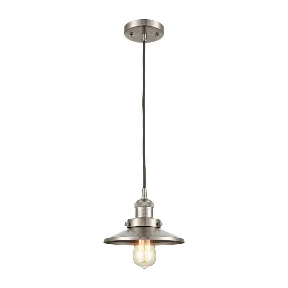 Elk Lighting-67174/1-English Pub - 1 Light Mini Pendant in Transitional Style with Modern Farmhouse and Vintage Charm inspirations - 6 Inches tall and 8 inches wide   Satin Nickel Finish with Satin Ni