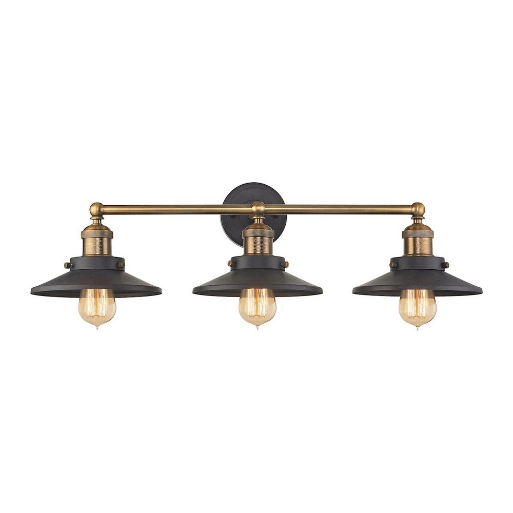 Elk Lighting-67182/3-English Pub - 3 Light Bath Vanity in Transitional Style with Modern Farmhouse and Vintage Charm inspirations - 8 Inches tall and 28 inches wide Antique Brass/Tarnished Graphite  A