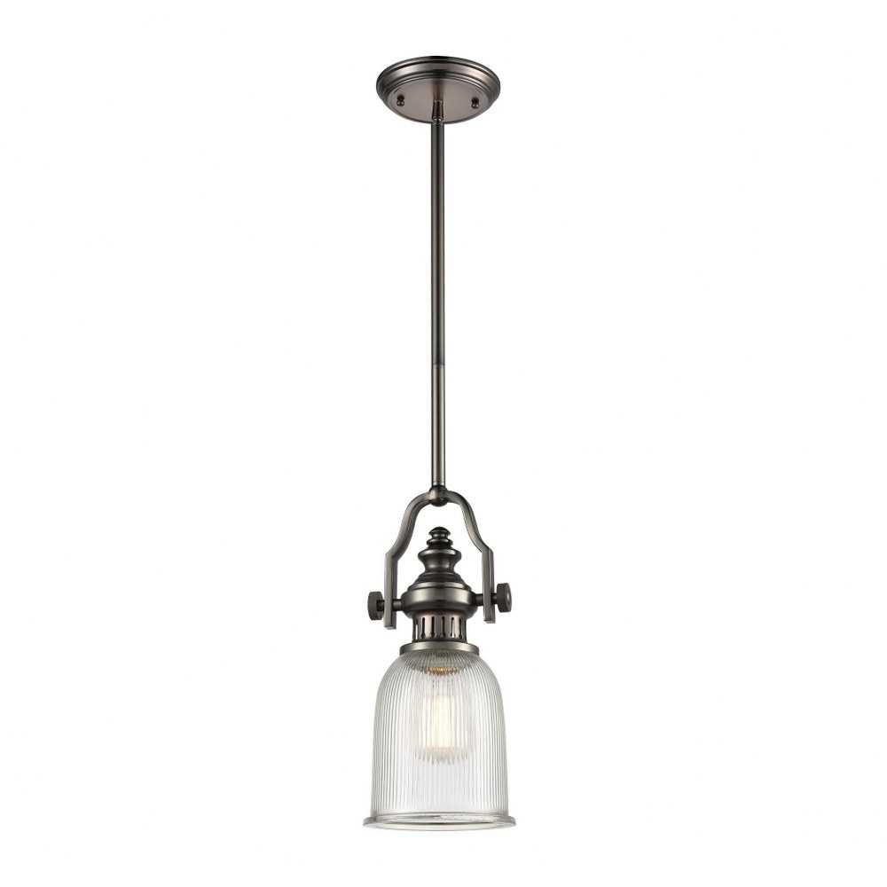 Elk Lighting-67202-1-Chadwick - 1 Light Pendant in Transitional Style with Urban/Industrial and Modern Farmhouse inspirations - 16 Inches tall and 7 inches wide Black Nickel Clear Glass Polished Nicke