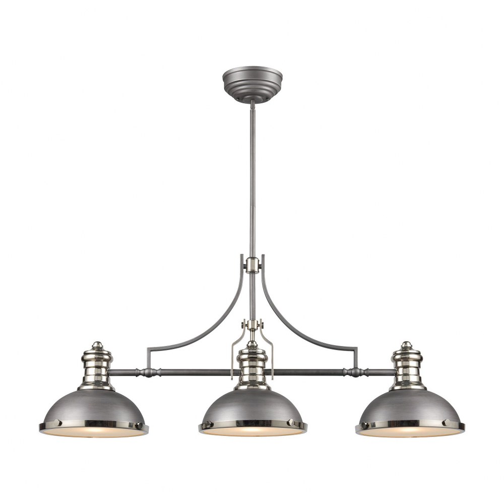 Elk Lighting-67237-3-Chadwick - 1 Light Island in Transitional Style with Urban/Industrial and Modern Farmhouse inspirations - 21 Inches tall and 47 inches wide Weathered Zinc Zinc Antique Copper Fini