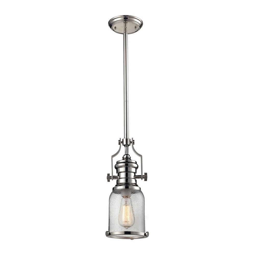 Elk Lighting-67732-1-Chadwick - 1 Light Mini Pendant in Transitional Style with Urban/Industrial and Country/Cottage inspirations - 14 Inches tall and 8 inches wide Polished Nickel  Chadwick - 1 Light