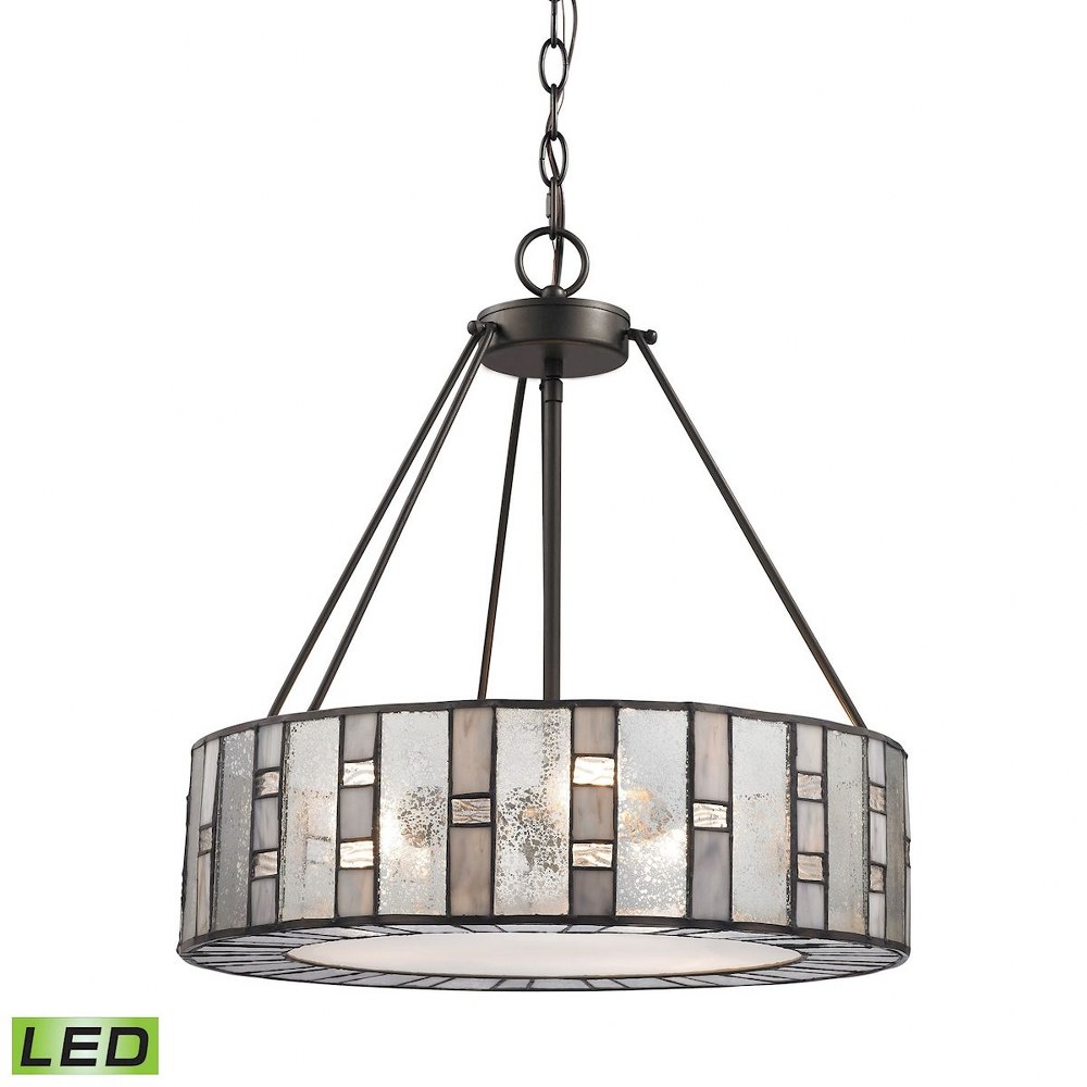 Elk Lighting-70212/3-LED-Ethan - 28.5W 3 LED Chandelier in Transitional Style with Mission and Mid-Century Modern inspirations - 20 Inches tall and 18 inches wide   Tiffany Bronze Finish with Mercury/