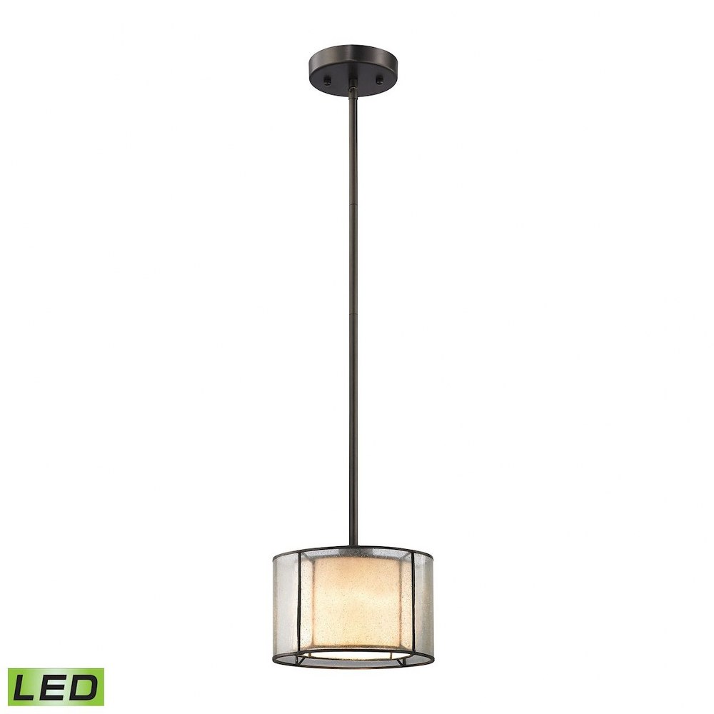 Elk Lighting-70224/1-LED-Mirage - 9.5W 1 LED Pendant in Transitional Style with Mission and Retro inspirations - 6 Inches tall and 8 inches wide   Tiffany Bronze Finish with Seedy/Amber Art Glass