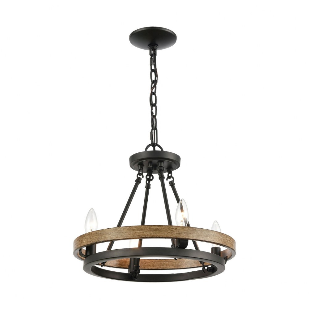 Elk Lighting-75054/4-Ramsey - 4 Light Chandelier in Transitional Style with Modern Farmhouse and Art Deco inspirations - 14 Inches tall and 16 inches wide Matte Black/Aspen  Matte Black/Aspen Finish