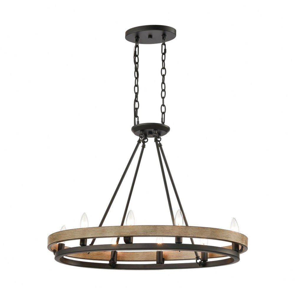 Elk Lighting-75055/8-Ramsey - 8 Light Island in Transitional Style with Modern Farmhouse and Art Deco inspirations - 20 Inches tall and 30 inches wide Matte Black/Aspen  Matte Black/Aspen Finish