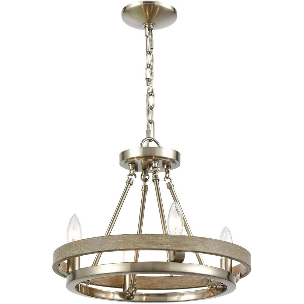 Elk Lighting-75064/4-Ramsey - 4 Light Chandelier in Transitional Style with Modern Farmhouse and Art Deco inspirations - 14 Inches tall and 16 inches wide Satin Nickel/Beechwood  Matte Black/Aspen Fin