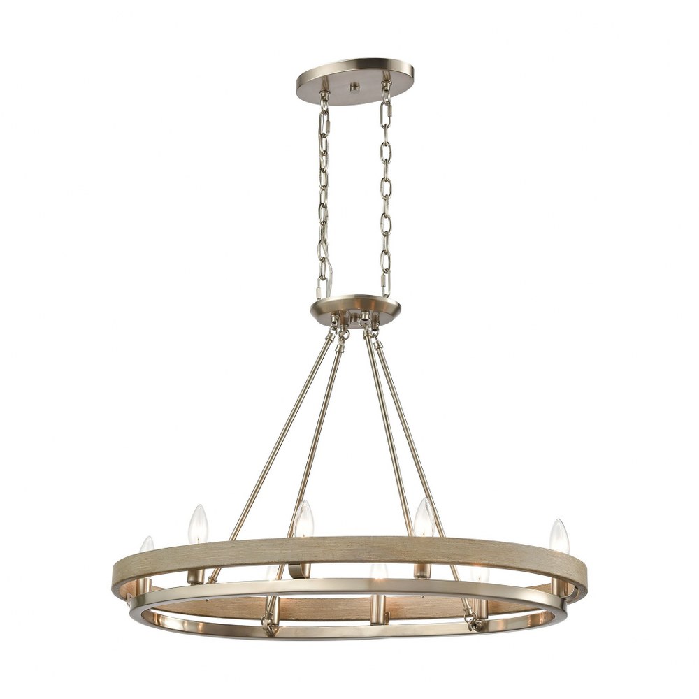 Elk Lighting-75065/8-Ramsey - 8 Light Island in Transitional Style with Modern Farmhouse and Art Deco inspirations - 20 Inches tall and 30 inches wide Satin Nickel/Beechwood  Matte Black/Aspen Finish