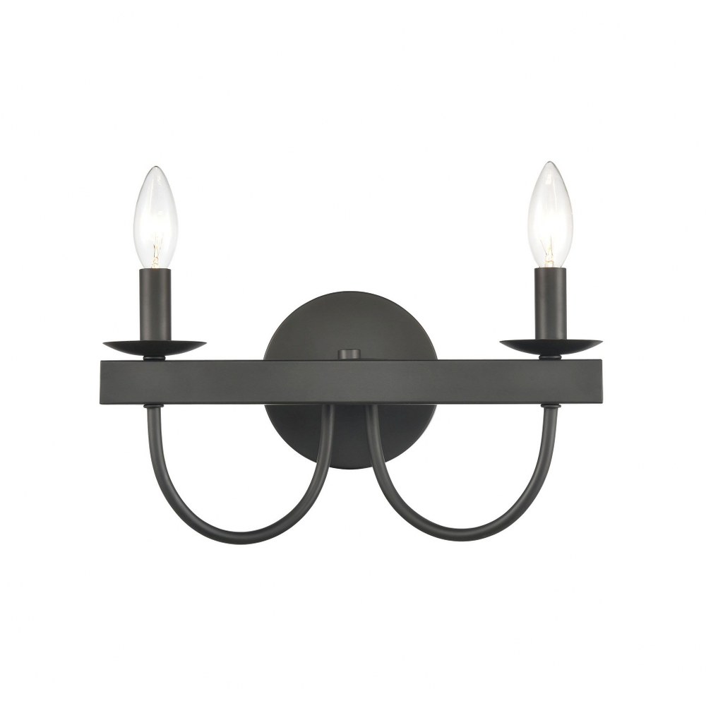 Elk Lighting-75074/2-Williamson - 2 Light Bath Vanity in Traditional Style with Country/Cottage and Southwestern inspirations - 8 Inches tall and 14 inches wide   Black Finish