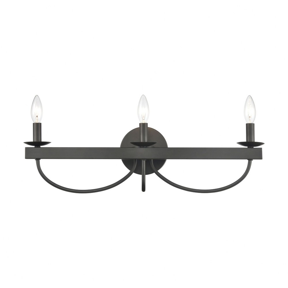 Elk Lighting-75075/3-Williamson - 3 Light Bath Vanity in Traditional Style with Country/Cottage and Southwestern inspirations - 8 Inches tall and 24 inches wide   Black Finish