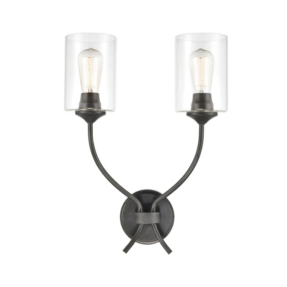 Elk Lighting-75092/2-Daisy - 2 Light Wall Sconce in Transitional Style with Country/Cottage and Southwestern inspirations - 20 Inches tall and 15 inches wide   Midnight Bronze Finish with Clear Glass