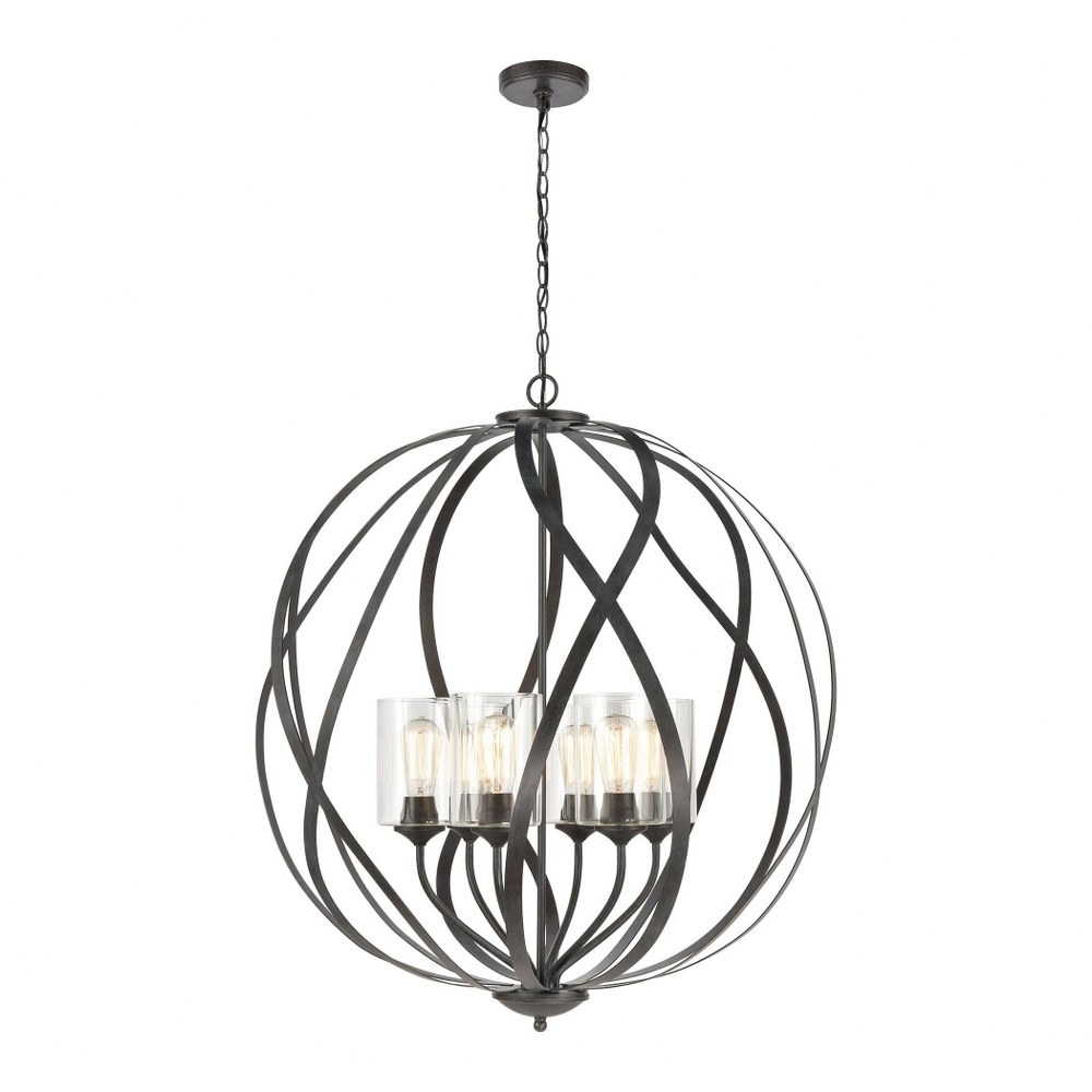 Elk Lighting-75096/6-Daisy - 6 Light Chandelier in Transitional Style with Country/Cottage and Southwestern inspirations - 36 Inches tall and 32 inches wide   Midnight Bronze Finish with Clear Glass