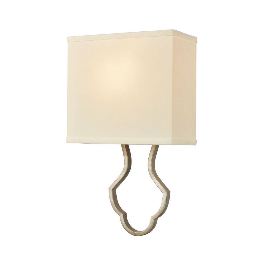 Elk Lighting-75100/1-Lanesboro - 1 Light Wall Sconce in Traditional Style with French Country and Country/Cottage inspirations - 18 Inches tall and 10 inches wide   Dusted Silver Finish with White Fab