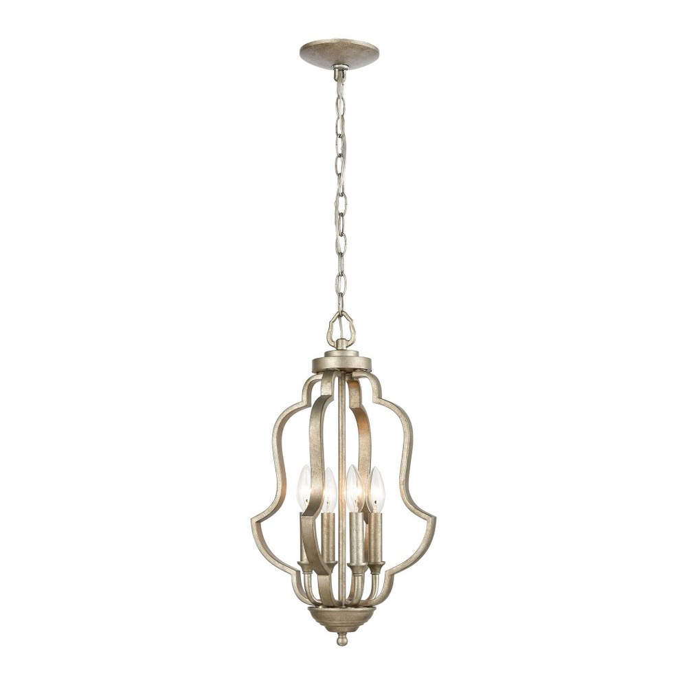 Elk Lighting-75104/4-Lanesboro - 4 Light Pendant in Traditional Style with French Country and Country/Cottage inspirations - 21 Inches tall and 12 inches wide   Dusted Silver Finish