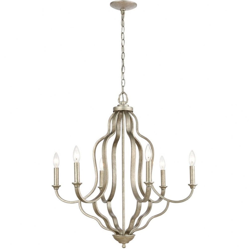 Elk Lighting-75106/6-Lanesboro - 6 Light Chandelier in Traditional Style with French Country and Country/Cottage inspirations - 29 Inches tall and 27 inches wide   Dusted Silver Finish