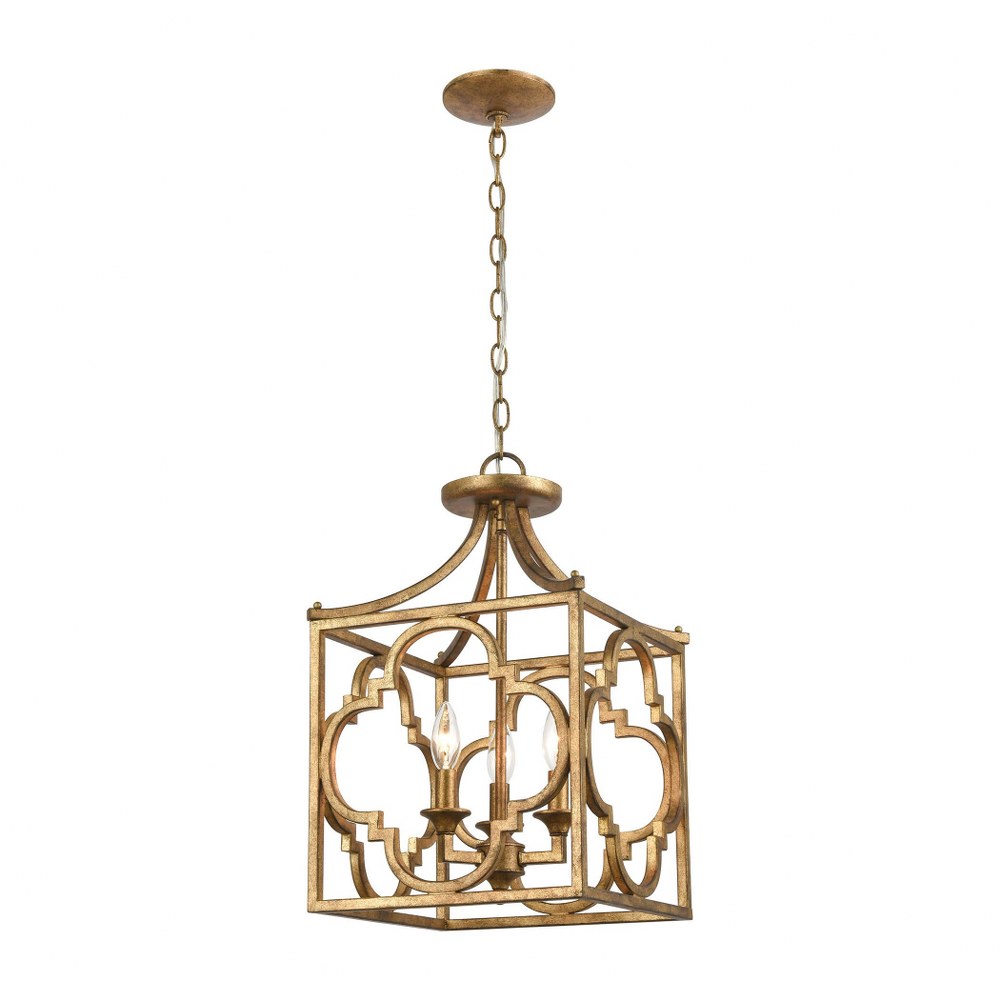 Elk Lighting-75125/3-Wembley - 3 Light Chandelier in Traditional Style with Luxe/Glam and Country/Cottage inspirations - 25 Inches tall and 13 inches wide   Antique Gold Finish