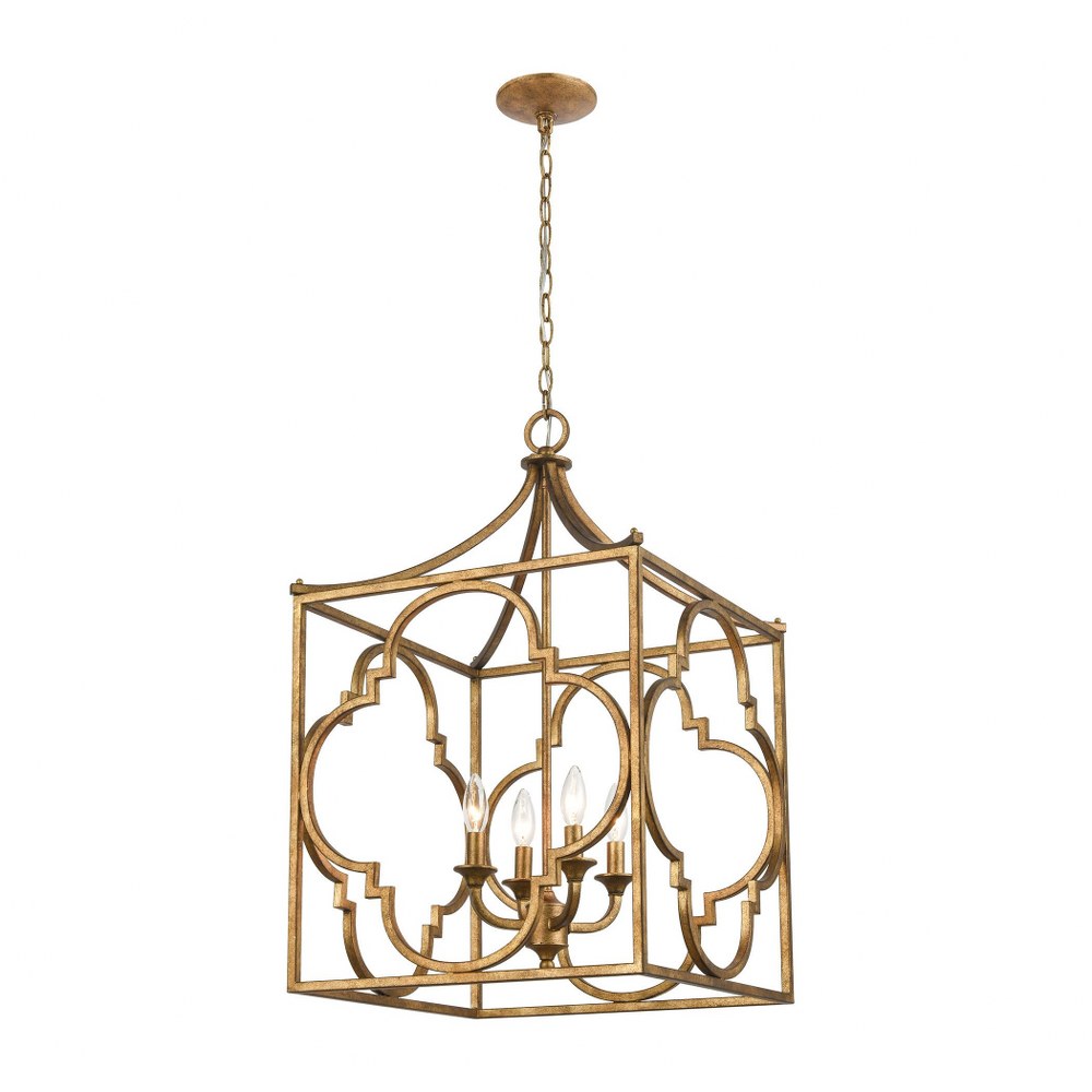 Elk Lighting-75126/4-Wembley - 4 Light Chandelier in Traditional Style with Luxe/Glam and Country/Cottage inspirations - 33 Inches tall and 19 inches wide   Antique Gold Finish