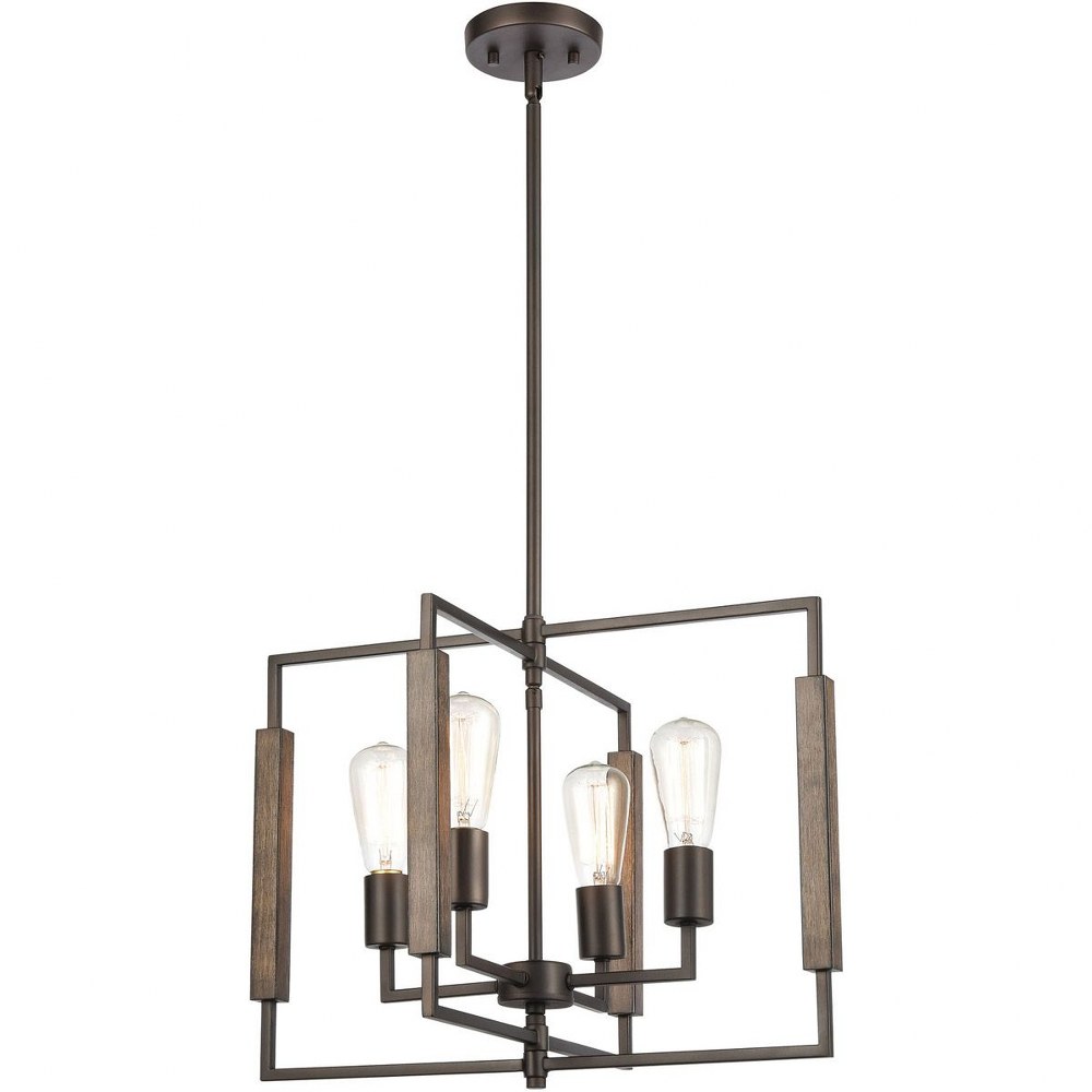 Elk Lighting-75161/4-Zinger - 4 Light Chandelier in Modern/Contemporary Style with Mid-Century and Scandinavian inspirations - 16 Inches tall and 20 inches wide   Oil Rubbed Bronze/Aspen Finish