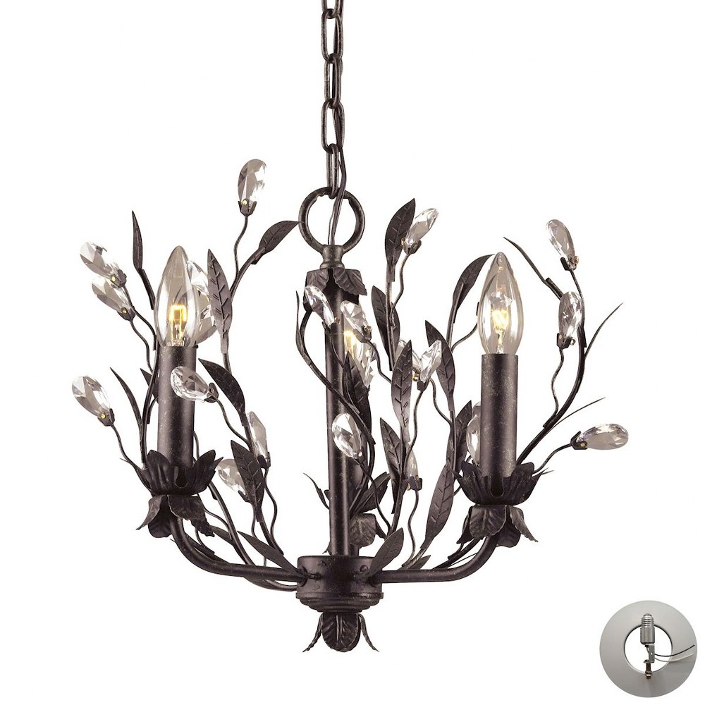 Elk Lighting-8058/3-LA-Circeo - 3 Light Chandelier in Traditional Style with Nature-Inspired/Organic and Shabby Chic inspirations - 13 Inches tall and 16 inches wide   Deep Rust Finish with Clear Crys