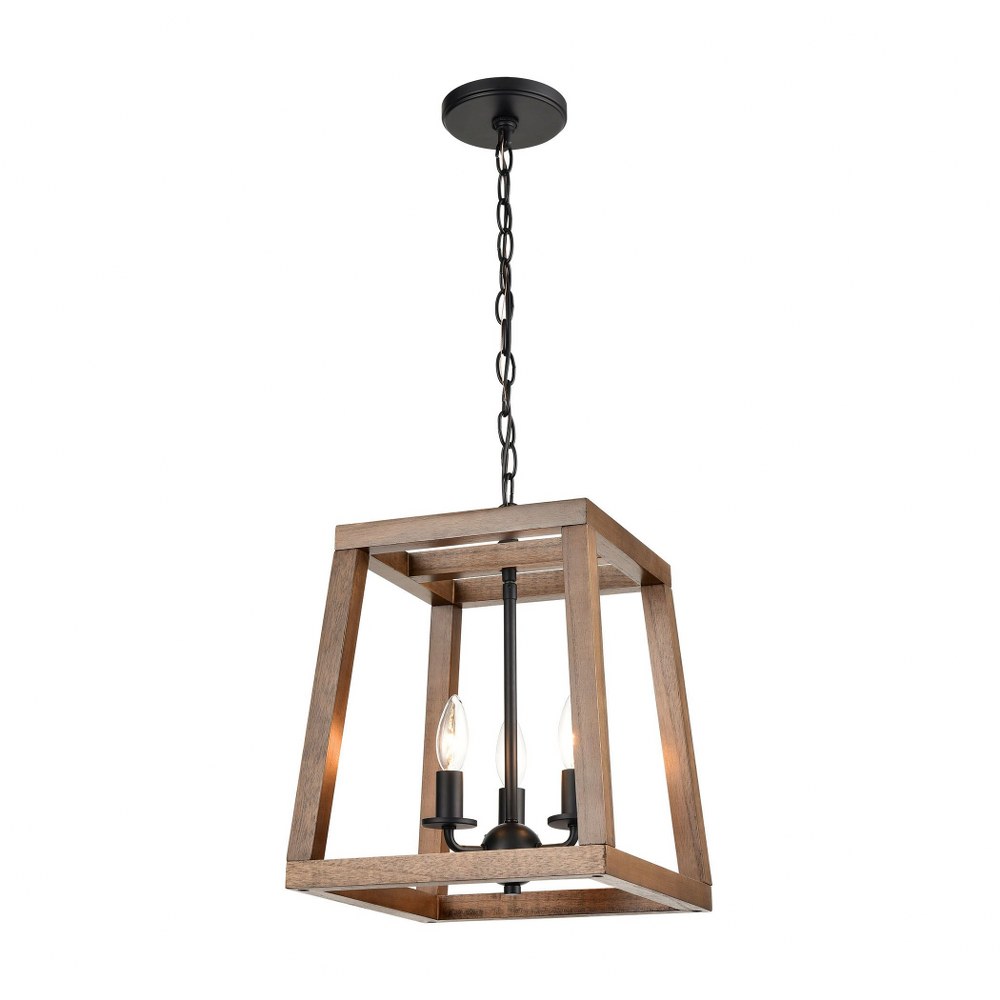 Elk Lighting-81415/3-Barrow - 3 Light Chandelier in Transitional Style with Modern Farmhouse and Country/Cottage inspirations - 18 Inches tall and 18 inches wide   Barrow - 3 Light Chandelier in Trans