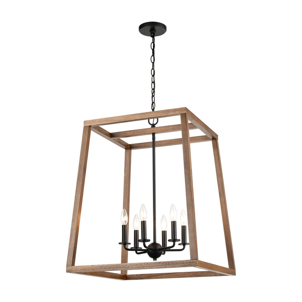 Elk Lighting-81416/6-Barrow - 6 Light Chandelier in Transitional Style with Modern Farmhouse and Country/Cottage inspirations - 22 Inches tall and 22 inches wide 26 by 22  Birchwood/Matte Black Finish