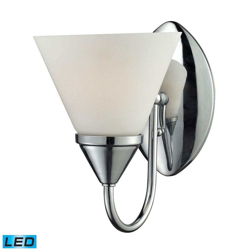 Elk Lighting-84065/1-LED-Alpine - 6 Inch 1 LED Bath Bar   Chrome Finish with Marblized White Glass