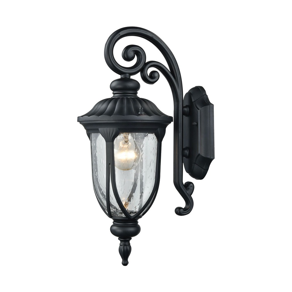 Elk Lighting-87100/1-Derry Hill - 1 Light Outdoor Wall Lantern in Traditional Style with Victorian and Vintage Charm inspirations - 17 Inches tall and 7 inches wide   Matte Black Finish with Clear Bub