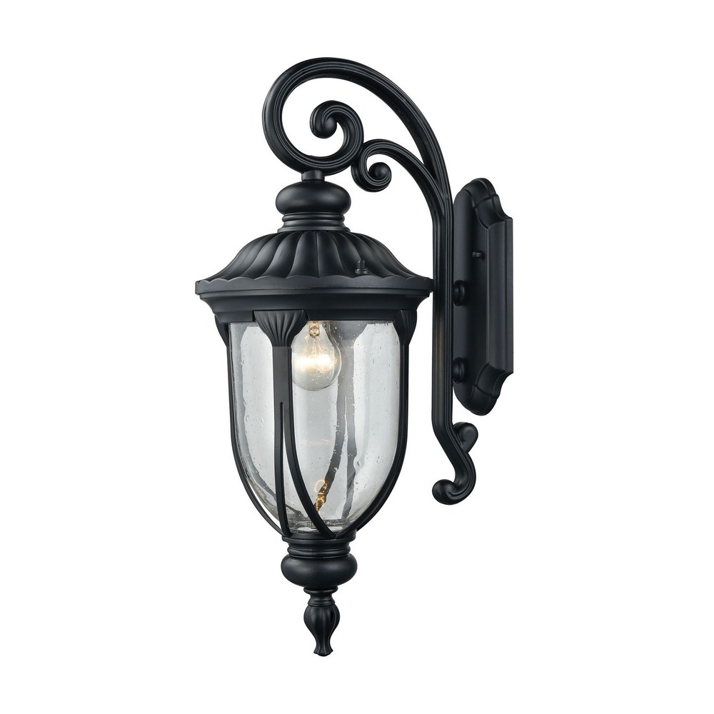 Elk Lighting-87101/1-Derry Hill - 1 Light Outdoor Wall Lantern in Traditional Style with Victorian and Vintage Charm inspirations - 23 Inches tall and 9 inches wide   Matte Black Finish with Clear See